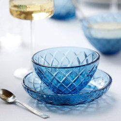 Lyngby Glas Sorrento Sklest 12 cm. - 4 stk. - Bl Glas