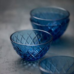 Lyngby Glas Sorrento Sklest 12 cm. - 4 stk. - Bl Glas