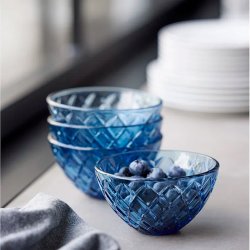 Lyngby Glas Sorrento Sklest 12 cm. - 4 stk. - Bl Glas