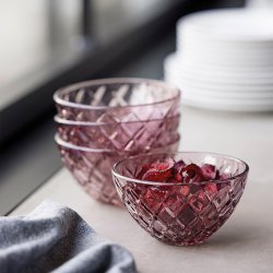 Lyngby Glas Sorrento Sklest 12 cm. - 4 stk. - Pink Glas