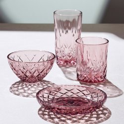 Lyngby Glas Sorrento Sklest 12 cm. - 4 stk. - Pink Glas