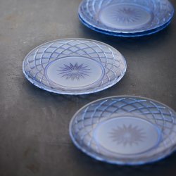 Lyngby Glas Sorrento Tallerken �21 cm. - 4 stk. - Bl� Glas