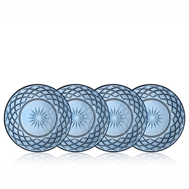 Lyngby Glas Sorrento Tallerken �21 cm. - 4 stk. - Bl� Glas