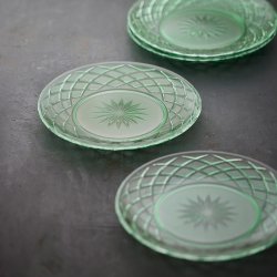 Lyngby Glas Sorrento Tallerken �21 cm. - 4 stk. - Gr�n Glas