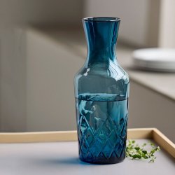 Lyngby Glas Sorrento Vandkarrafel 1 Liter  - Bl� Glas