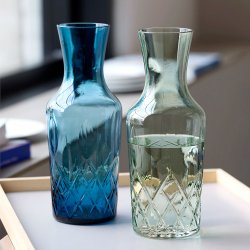 Lyngby Glas Sorrento Vandkarrafel 1 Liter  - Bl� Glas