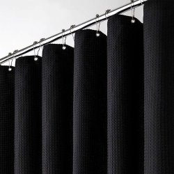 Moud Home Waffle Badeforhng - 180 x 220 cm. - Sort