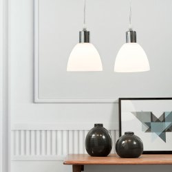 Nordlux Ray Pendelst 2 stk. - 12 cm. - Krom/Opal