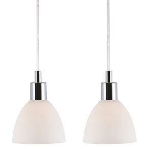 Nordlux Ray Pendelst 2 stk. - 12 cm. - Krom/Opal