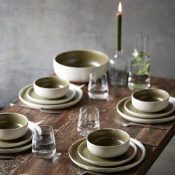 Studio Round North Sk�l �11 cm - Mat Hvid/Mat Gr�n