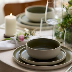 Studio Round North Sk�l �15 cm - Mat Hvid/Mat Gr�n