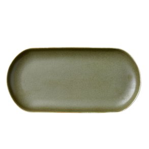 Studio Round North Serveringsfad 38x19 cm - Mat Hvid/Mat Gr�n