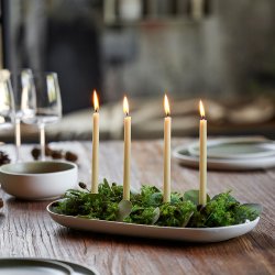 Studio Round North Serveringsfad 38x19 cm - Mat Hvid/Mat Gr�n