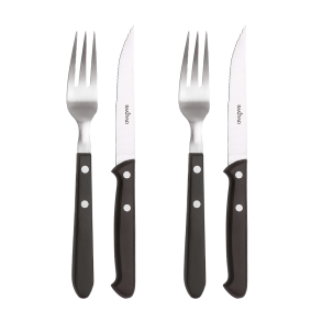 Raadvad Grillbestikst m. Sort Skaft - 4 Dele