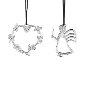 Rosendahl Karen Blixen Bladhjerte og Engel m. Lys - 6 cm. - Slv