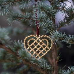 Rosendahl Karen Blixen Flettet Julehjerte - 7,5 cm. - Guld