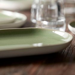 Studio Round North Serveringsfad 38x19 cm - Mat Hvid/Blank Moss