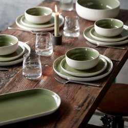 Studio Round North Serveringsfad 38x19 cm - Mat Hvid/Blank Moss