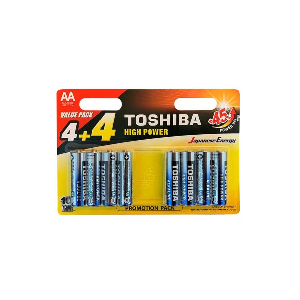 Toshiba High Power Batteri AA - 8 stk.