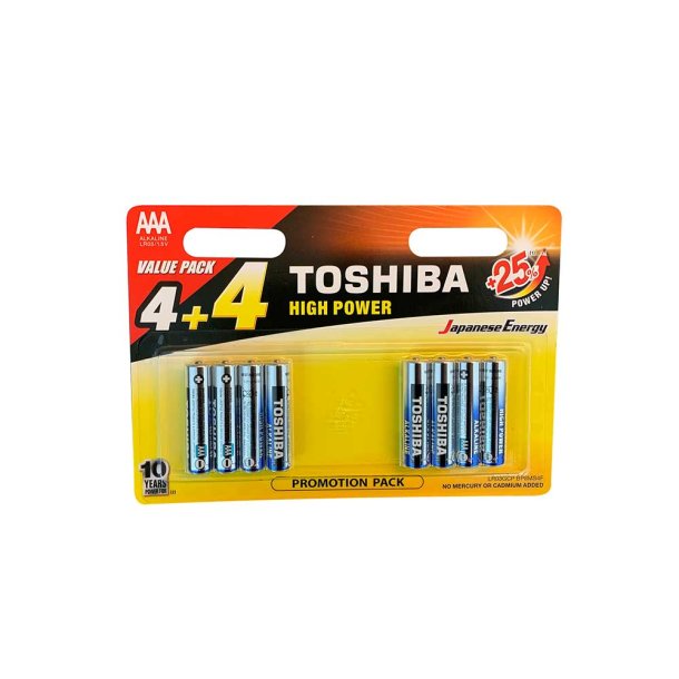 Toshiba High Power Batteri AAA - 8 stk.