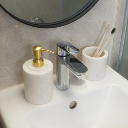 Ztone Copenhagen Marmor Badevrelsesst - 3 Dele - Hvid/Messing