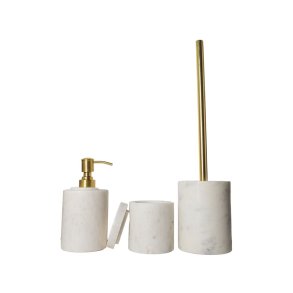 Ztone Copenhagen Marmor Badevrelsesst - 3 Dele - Hvid/Messing