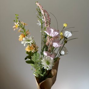 Kunstig Blomsterbuket Vild Flora - Hvid/Rosa