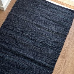 Lder Gulvtppe - Firkantet - Sort