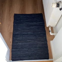 Lder Gulvtppe - Firkantet - Sort