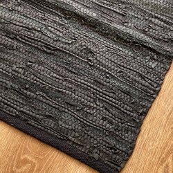 Lder Gulvtppe - Firkantet - Sort