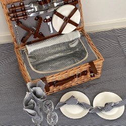 Picnickurv inkl. Indhold til 4 Personer - Brun Pil