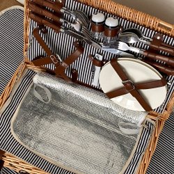 Picnickurv inkl. Indhold til 4 Personer - Brun Pil