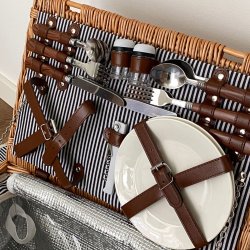 Picnickurv inkl. Indhold til 4 Personer - Brun Pil