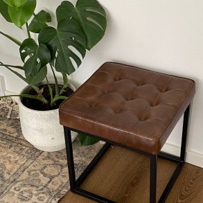 Indendrs Skammel I Jern Og Lder - Sort/Brun