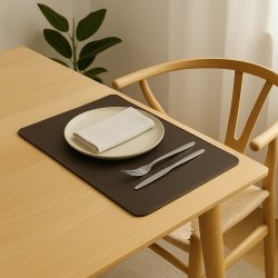 Dkkeserviet Rektangulr Bffel Lder - Bld - Brun