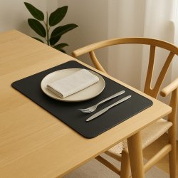 Dkkeserviet Rektangulr Bffel Lder - Bld - Sort