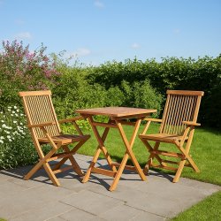 Dacore Jepara Teak Cafst - Foldestole Med Armln + 70 x 70 cm. Cafbord